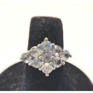 Sky Blue Topaz Size 6 Ring In Stainless Steel Setting 9 Stones